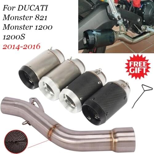 Slip On For DUCATI Monster 821 1200 2014 - 2016 Motorcycle Exhaust Muffler Escape Moto Modiifed Middle Link Pipe Catalyst