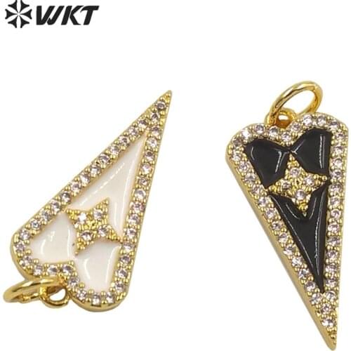 WT-MP223 New Elegant women drop oil jewelry with Micropave cubic zircon long triangle pendant unique modern cz charm pendant