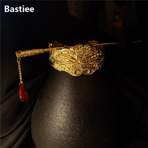 Bastiee 999 Sterling Silver Flower Hair Stick Tiaras Vintage For Women Hmong Handmade Hair Jewelry Gold Plated Can Be Bangles