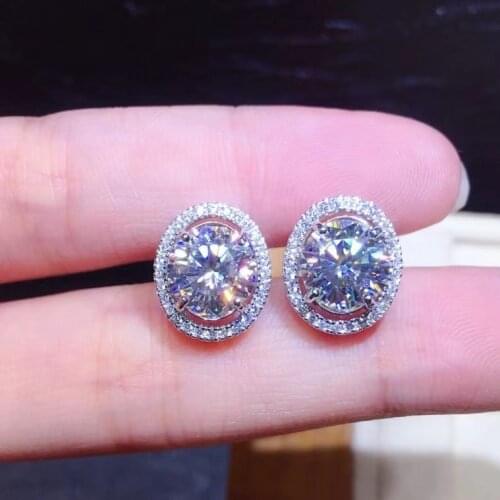 Passed Diamond Test Classic Moissanite Diamond D Color VVS1 S925 Sterling Silver Women Banquet Fashion Temperament Stud Earrings