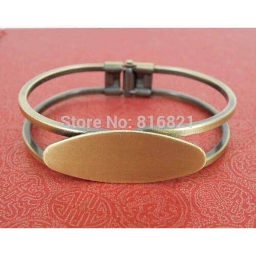 Blank Bangle Settings with 15x40mm Flat Oval Glue Pad Came Cabochons Bases Open Spring Bracelet Bangle DIY Findings Multi-color