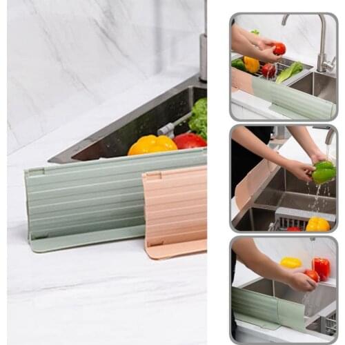 2 Colors 1 Set Novel Detachable Folding Smooth Anti-water Baffle Board PP Sink Water Barrier Space-saving Kitchen Supplies