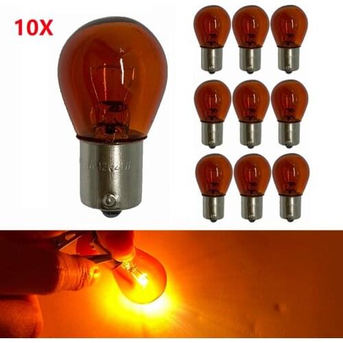 10pcs S25 BAU15S Amber PY21W Car Tail Lights 1157 BAY15D 21/5W Car Reverse Backup Signal Stop Brake Light Bulb 1156 P21W DC 12V