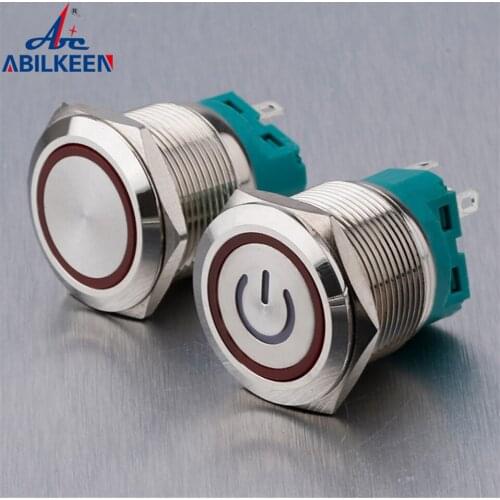 30mm New Waterproof Metal Push Button Switch LED Light Black Momentary Latching Car Engine Computer PC Power Switch