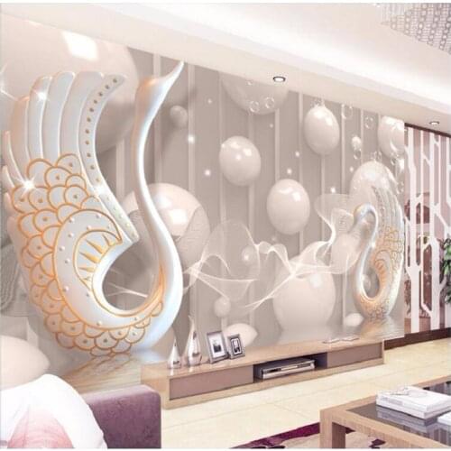 Custom Any Size 3D Modern Swan Jewelry Wallpaper Wall Cloth Living Room Bedroom Background decoration Fresco Papel De Parede 3D