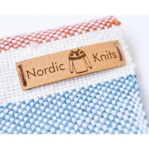 55pcs Personalized leather Tags for Knitting Crocheted items Brand logo Handmade label Sew on clothing Blanket Quilting labels