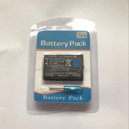 2pcs/lot CTR 003 Batteries 2000mAh Rechargeable Li-ion Battery Pack for Nintendo 2DS 3DS Game Console batteria with tools