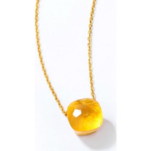 ALLNOEL Solid 925 Sterling Silver Candy Sweety Necklace For Women Synthetic Gemstone 45 CM Chain Gifts for the New Year