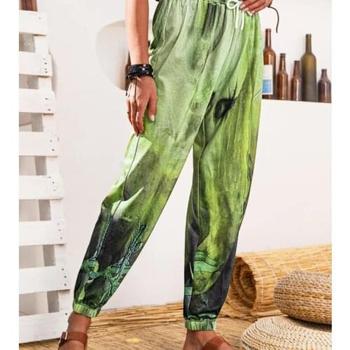 Women Casual Trousers Loose Streetwear Pants High Waist Female Plus Size Sport Summer Fashion Drawstring Boho New Jogger Print