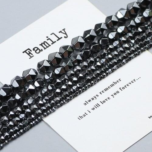 WLYeeS Natural Stone beads Faceted Black Hematite Beads For Jewelry Making 2/3/4/6/8/10mm Round bedas Diy Bracelets Accessories