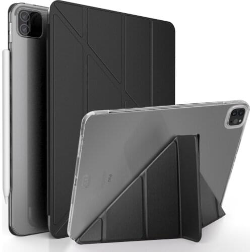 Case For iPad Pro 11 2020 2nd PU Leather Smart Cover For iPad Pro 12 9 2020 4th Gen TPU Silicone Transparent Back Tablet Case