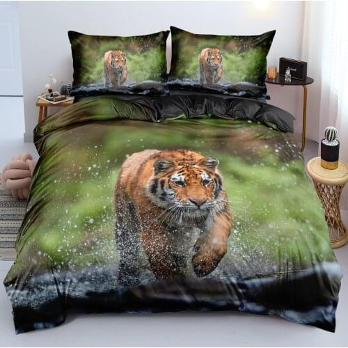 3D Custom Design Black Bedding Sets Comforter Covers Pillow Shames Set Full King Queen Double Full Twin Size Tiger Bedclothes