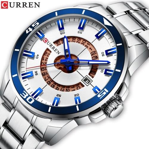 CURREN Top Brand Luxury Full Steel Men Watch Fashion Sport Quartz Mens Watches Casual Waterproof Wrist Watch Relogio Masculino