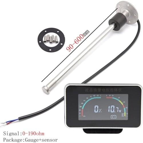 Customized 90-800MM Fuel Level Sensor 0-190ohm with 2 In 1 LCD Fuel Gauge Voltmeter for 12V Car Truck Motorcycle Fuel Float Sens