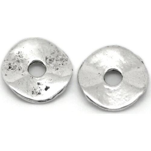 DoreenBeads Zinc metal alloy Spacer Beads Round silver color About 9.0mm( 3/8") Dia, Hole:Approx 2.0mm, 35 PCs
