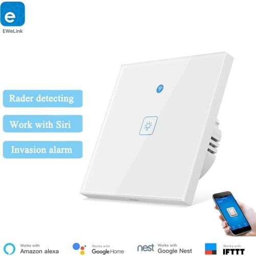 EWeLink WiFi Wall Switch With Radar Motion Sensor Switch Motion detector APP Wireless Control EU Standard Alexa Siri Compatible
