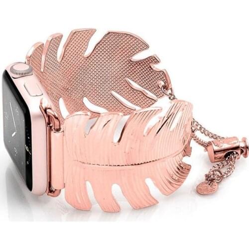 FEOOE Suitable for AppleWatch Apple Watchband New Leaf Embossed Bracelet Custom Stainless Steel WatchBand LXY