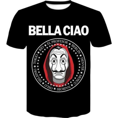 Movie Money Heist The House of Paper La Casa De Papel 3D Printed T Shirt Male round neck tshirt Fashion black T-shirt s-6xl