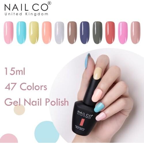 NAILCO Gel Nail Polish Glitter For Manicure 15ml Base Top Semi-Permanent UV Led Lamp Polish Extension For Nails Manicure Set