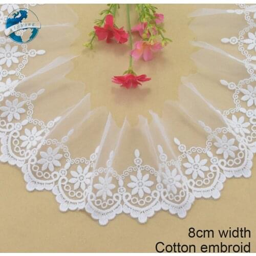 8cm width Cotton embroid lace sewing ribbon guipure lace african lace fabric trim warp knitting DIY Garment Accessories #3064
