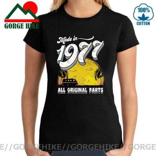 GorgeHike Camisetas Mujer Vintage Made in 1977 All Original Parts T shirt women Birthday T-shirt Retro Classic Old School Tshirt