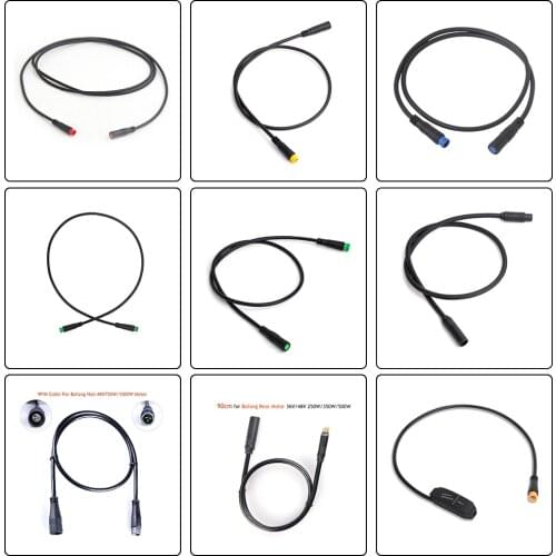 Bafang E-bike Cable For 8FUN Motor Kits 2pin 3pin p850c switch 5pin display extension 1t4 hub extension cable gear sensor
