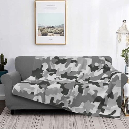Camouflage Military Grey Camo Blanket Flannel Spring/Autumn Soldier Breathable Soft Throw Blankets for Bed Car Bedding Throws