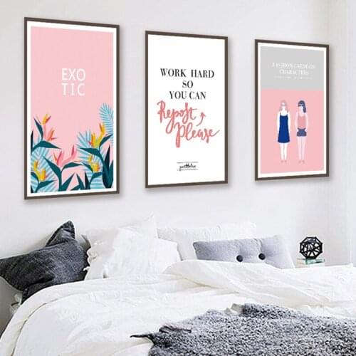 Lovely Cute Pink Skirt Girl Plant Canvas Painting Nordic Wall Art Picture for Living Room Girlish Poster and Print Cuadros 4-19