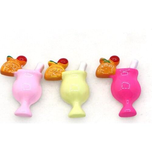 Free Shipping 10pcs/Lot 25*11mm Kawaii Resin Cabochons Clay Charms Beading Material Fruit Drink Bottle Patch stickers