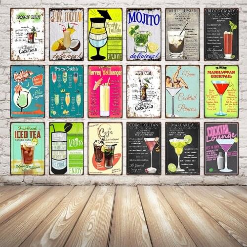 [ Kelly66 ] Cocktail Lounge Mojito Iced Tea Beer Best Metal Sign Tin Poster Home Decor Bar Wall Art Painting 20*30 CM Size Dy15