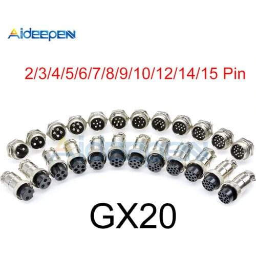 1set GX20 Aviation Connector Male Plug Female Socket Circular Connector 2/3/4/5/6/7/8/9/10/12/14/15 Pin Wire Panel Connector