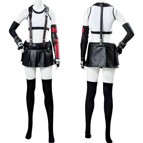 Final Fantasy VII Remake Tifa Lockhart Cosplay Costume Top+Skirt Outfit Uniform For Girls Halloween Costumes
