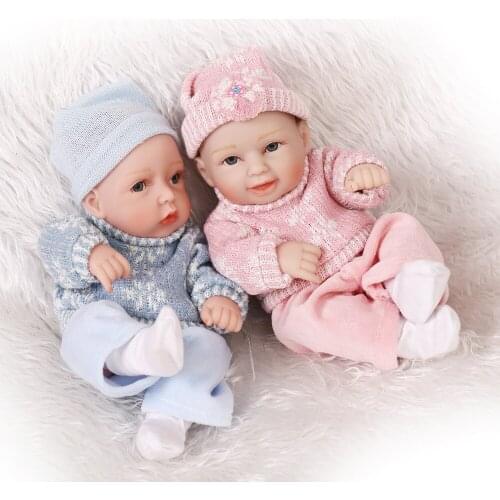 11inch 28cm Reborn Baby Doll Soft Silicone Lifelike Toy Gift for Children Christmas Presents Blue Pink Sweater Baby