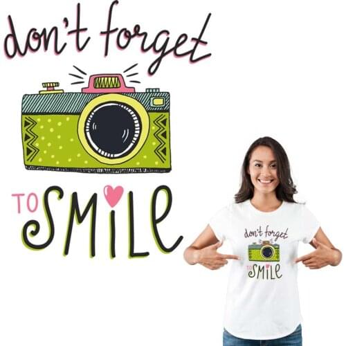 Summer T-Shirt Badges Thermal Transfers Eco-Friendly Clothing Stickers Washable Diy T-Shirt Stripe Clothing Badges Patches Smile