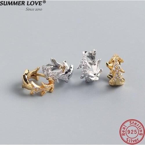 Summer Love Leaves Shape Rhinestone Surround Hoop Earrings for Women 925 Streling Sliver Crystal Small Earring 2020 Dropshipping
