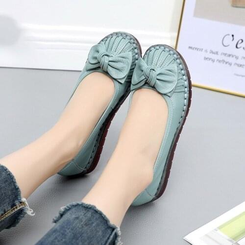 2021 leather spring and autumn handmade comfortable shoes womens loafers soft leather womens flat shoes breathable flat heels