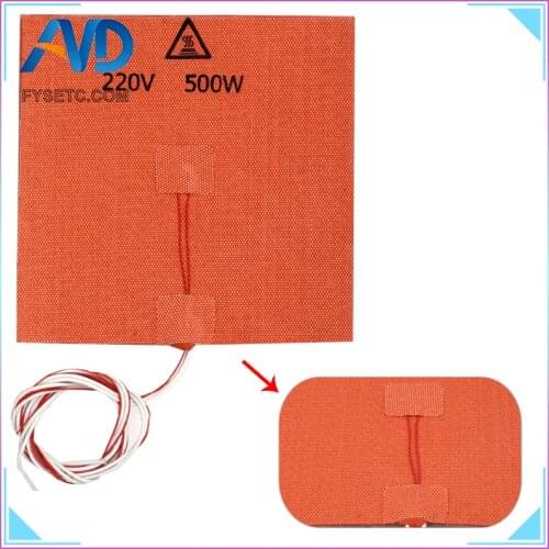 USA Material! 1PC Silicone Heater Pad 200X200mm 220V 500W With Thermistor Sensor 3M Adhesive For Cube Prusa i3 3D Printer