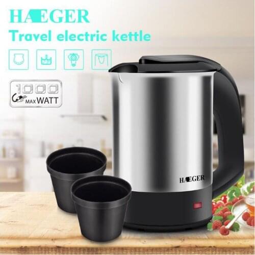 0.5L Mini Portable Electric Kettle Tea Coffee Stainless Steel 1000W Travel Water Boiler Pot For Hotel Family Trip HAEGER