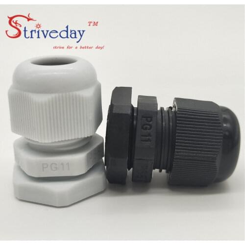 50pcs/lot White Black PG11 Nylon cable gland Wiring Accessories LED cable connector waterproof Gland