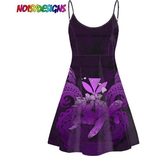 NOISYDESIGNS Summer Womens Dress Sleeveless Samoan Hibiscus Polynesian Turtle Print Party Dresses for Teen Girls Personality