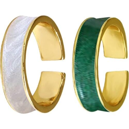New Epoxy Enamel Ring Temperament Green Epoxy Womens Adjustable Open Rings