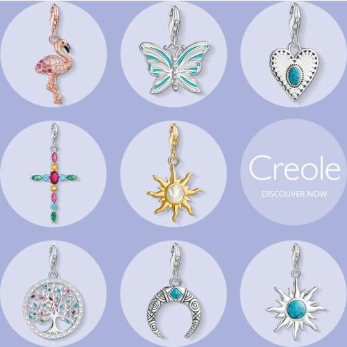 Flamingo Butterfly Heart Cross Sun Colorful Tree Tiger Tooth Charm Pendant,2019 Summer Trendy New Jewelry 925 Sterling Silver