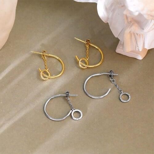 Simple S925 Sterling Silver Circle Stud Earrings For Women Jewelry, Fashion Crystal Round Earings Best Friends Accessories