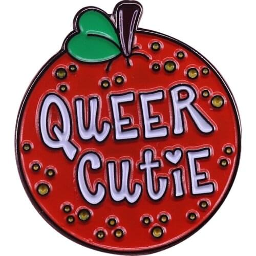 Queer cutie brooch orange fruit enamel pin gay pride LGBT badge