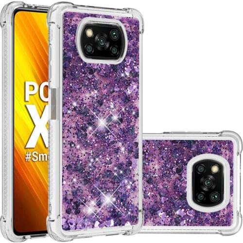 Luxury Liquid Dynamic Glitter Phone Case For Xiaomi Mi Poco X3 NFC Cover Case for Xiaomi Poco X3 Quicksand Covers Coque Capa TPU