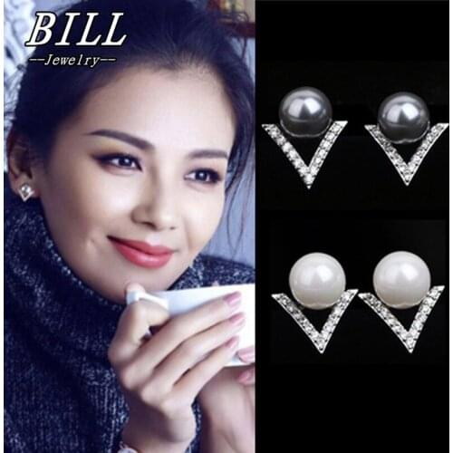 Stud Earrings Elegant Simulated Pearls Earring Brincos boucle d'oreille 2018 Crystal Bijoux HOT Selling