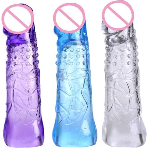 Penis Enlargement Condom Increase 4cm Penis Sleeve Reusable Condoms Cock Ring Penis Extender Sex Toys For Men Pro Extender