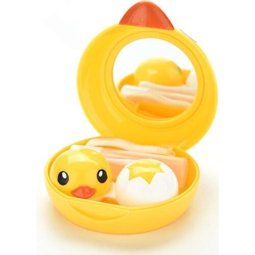 Cute Mini Eyewear Accessories Cartoon Duck Design Contact Lens Box Case Holder Container Case