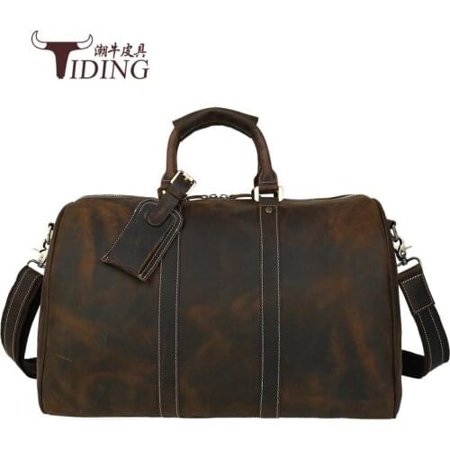 Travel bags cow leather man 2017 new men business casual vintage fashion brand travel handbags large travel duffle bag male