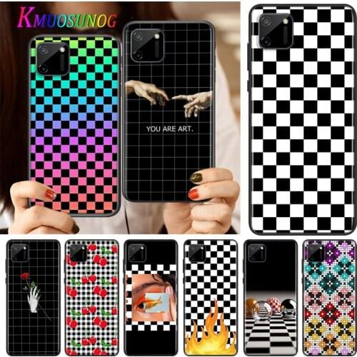 Checked Checkerboard Art Silicone Cover For Realme V15 X50 X7 X3 Superzoom Q2 C11 C3 7i 6i 6s 6 Global Pro 5G Phone Case
